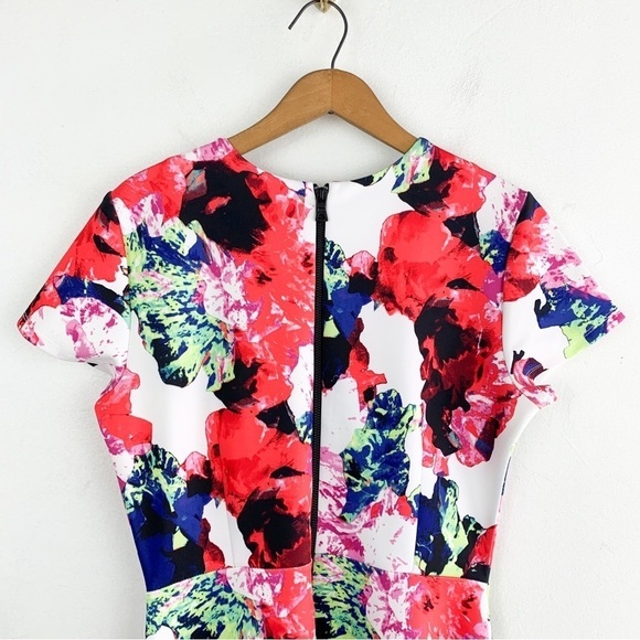 Milly Color Splash Rose Floral Mini Dress Sz 8 - Picture 4 of 8